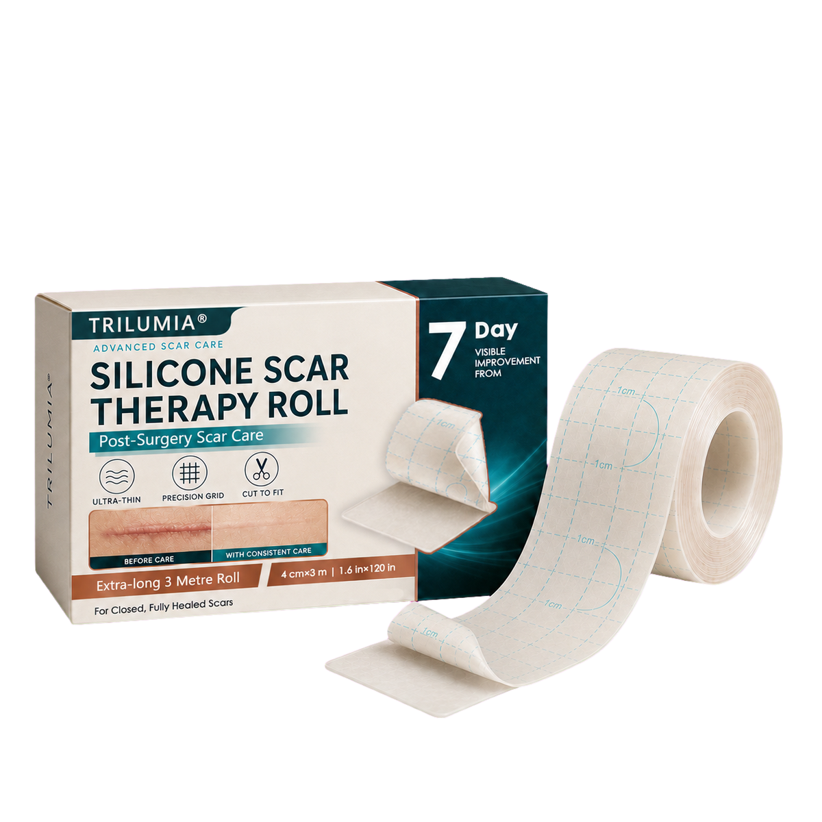🥕Trilumia® Silicone Scar Therapy Roll — Custom-Fit Care for Long, Raised Surgical Scars